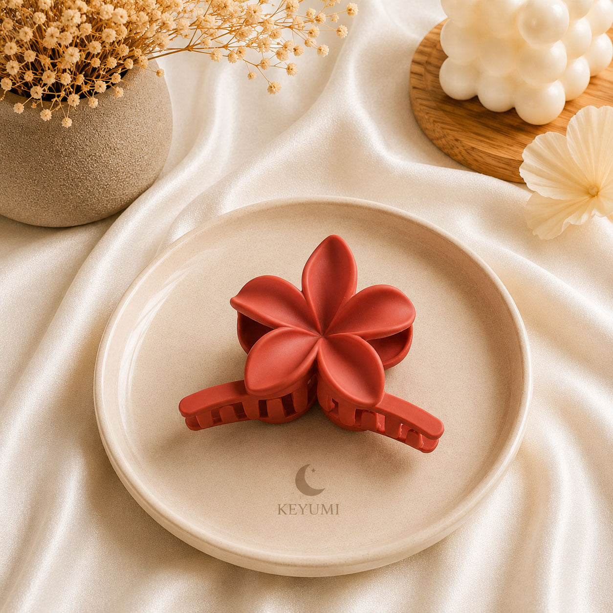 Plumeria Flower Hair Claw Clip | KEYUMI